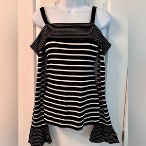 White House Black Market Striped Off-Shoulder Blouse